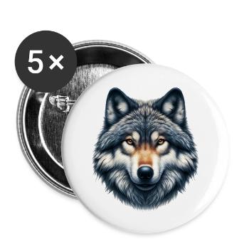 Loup - Lot de 5 petits badges (25 mm) - blanc - Devant