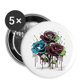 Blumen Frauen Mädchenpower Design Kunst Weiblich Rose - Buttons klein 25 mm (5er Pack) - Weiß - Vorne