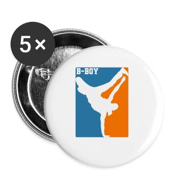 Breakdance B-Boy Hip-Hop und Funk - Buttons klein 25 mm (5er Pack) - Weiß - Vorne