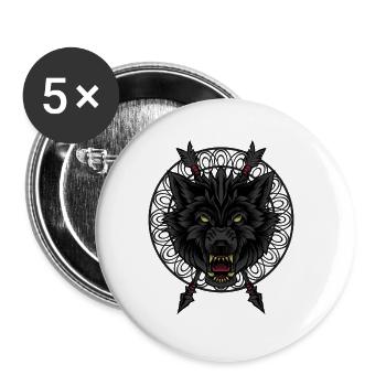 Schwarzer Wolf T-Shirt Pfeile wütend Wölfe Hunde Hund - Buttons klein 25 mm (5er Pack) - Weiß - Vorne