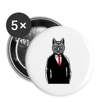 Wolf Trägt Tux T-Shirt Lustige Canine Wölfe Weste - Buttons klein 25 mm (5er Pack) - Weiß - Vorne
