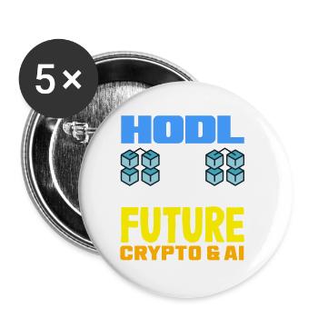 Cryptocurrency AI & Crypto Enthusiast Blockchain - Buttons klein 25 mm (5er Pack) - Weiß - Vorne