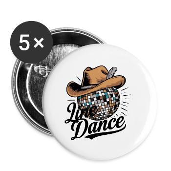 Danse en ligne - Lot de 5 petits badges (25 mm) - blanc - Devant