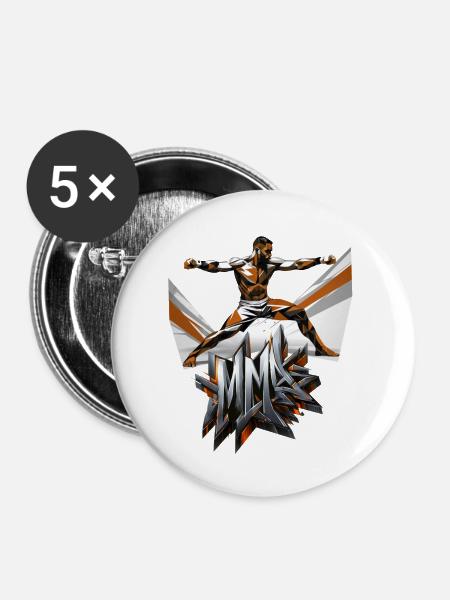 MMA, Mixed martial arts - Buttons klein 25 mm (5er Pack) - Weiß