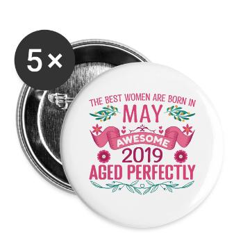 May 2019 Birthday Wife May 2019 Birthday - Buttons small 1''/25 mm (5-pack) - white - Front