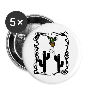 Cactuses - Buttons small 1''/25 mm (5-pack) - white - Front
