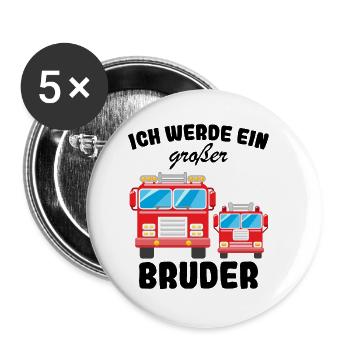 Nachwuchs Verkünden | Ich Werde Großer Bruder 2025 - Buttons klein 25 mm (5er Pack) - Weiß - Vorne