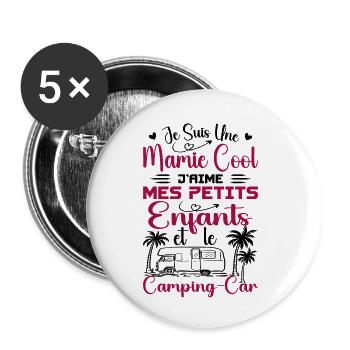 Grandma I love My Little Children and the Campervan - Buttons small 1''/25 mm (5-pack) - white - Front