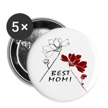 Best Mom - Buttons klein 25 mm (5er Pack) - Weiß - Vorne