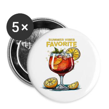 BOISSON SPRITZ SUMMER VIBES FAVORI - Lot de 5 petits badges (25 mm) - blanc - Devant