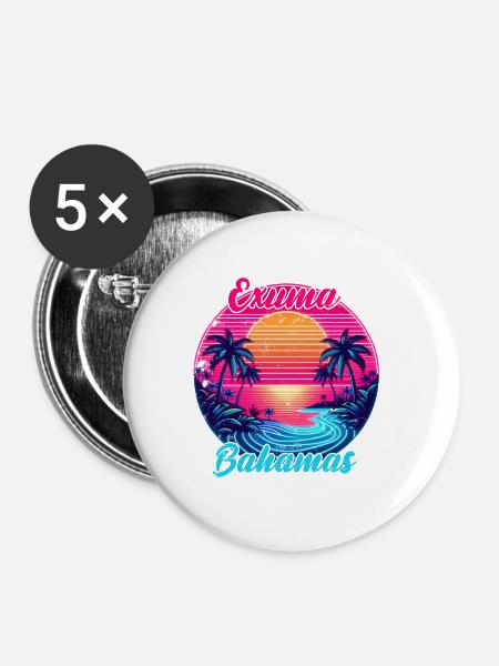 Exuma, Bahamas - Buttons klein 25 mm (5er Pack) - Weiß