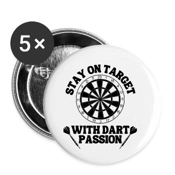 Dart Spruch Geschenk Dartpfeil Spieler Dartsport - Buttons klein 25 mm (5er Pack) - Weiß - Vorne
