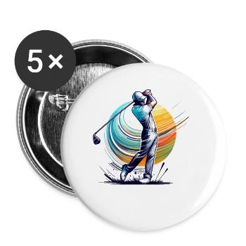 Golfer Golfspieler Golfer Golfer - Buttons klein 25 mm (5er Pack) - Weiß - Vorne