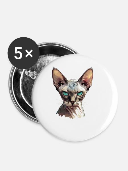 Sphynx Kätzchen Sphynx Katze - Buttons klein 25 mm (5er Pack) - Weiß