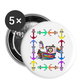 Licornes arc-en-ciel Drapeau arc-en-ciel LGBT - Lot de 5 petits badges (25 mm) - blanc - Devant