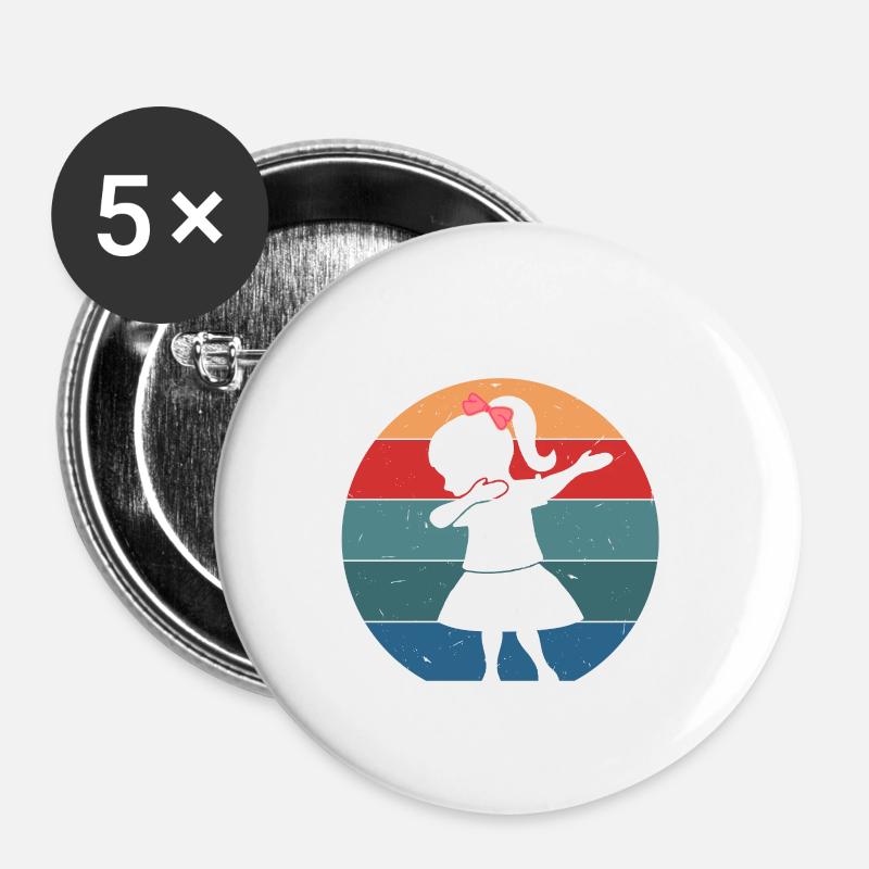 4. Geburtstag - BÄÄM, Mädchen mit DAB Tanz - Buttons klein 25 mm (5er Pack) - Weiß