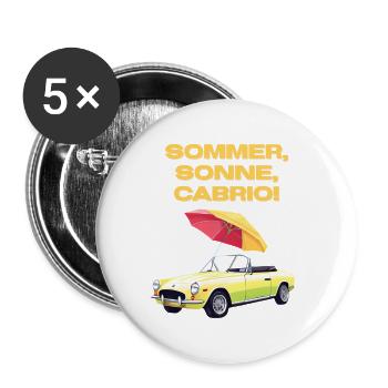Cabriolet Spruch Sommer Sonne Cabrio Spaß - Buttons klein 25 mm (5er Pack) - Weiß - Vorne