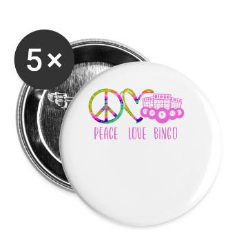 Bingo Player Peace Love Bingo - Buttons small 1''/25 mm (5-pack) - white - Front