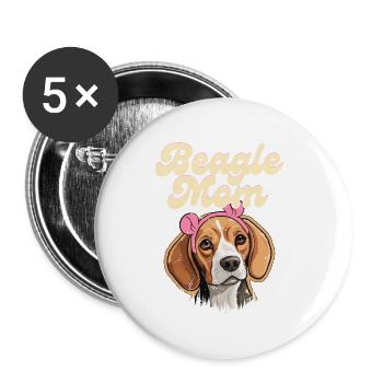 Beagle Maman Propriétaire de chien Chiot Beagles - Lot de 5 petits badges (25 mm) - blanc - Devant