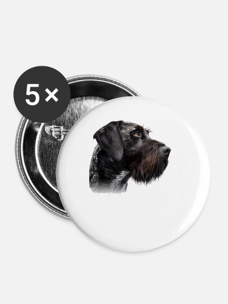 Pudelpointer Mama - Buttons klein 25 mm (5er Pack) - Weiß