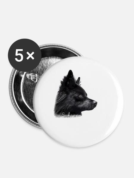 Schipperke Mama - Buttons klein 25 mm (5er Pack) - Weiß