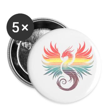 phénix coucher de soleil rétro - Lot de 5 petits badges (25 mm) - blanc - Devant