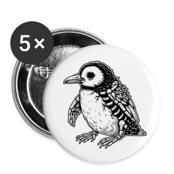 Pingouin mort-vivant - Lot de 5 petits badges (25 mm) - blanc - Devant