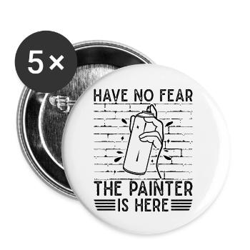 Artiste cool n’ayez pas peur Le peintre est là Motiv - Lot de 5 petits badges (25 mm) - blanc - Devant
