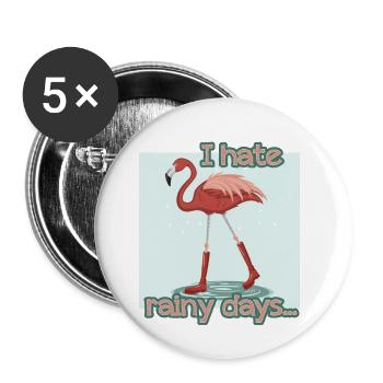 FLAMANT ROSE- PLUIE- RÉTRO - Lot de 5 petits badges (25 mm) - blanc - Devant