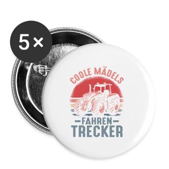 Cool Girls Driving Tractor Farm Farmer's Wife - Buttons small 1''/25 mm (5-pack) - white - Front