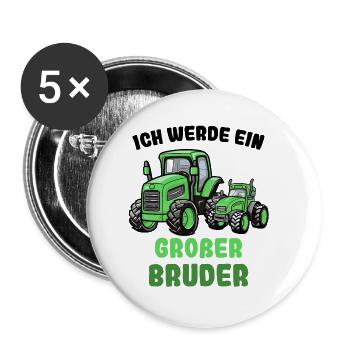 Nachwuchs Verkünden | Ich Werde Großer Bruder 2025 - Buttons klein 25 mm (5er Pack) - Weiß - Vorne