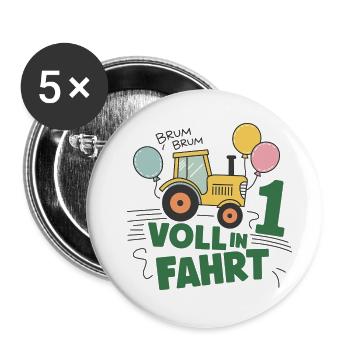 Cooler Traktor 1. Geburtstag: Bestseller Geschenk! - Buttons klein 25 mm (5er Pack) - Weiß - Vorne