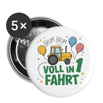Cool Tractor 1st Birthday: Best Selling Gift! - Buttons small 1''/25 mm (5-pack) - white - Front