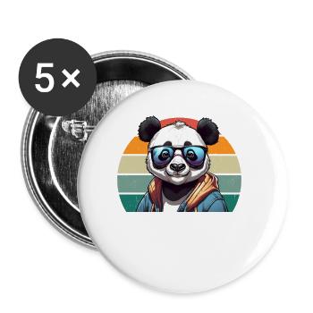 Coolest Panda - Buttons small 1''/25 mm (5-pack) - white - Front