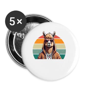 Coolest Alpaca - Buttons klein 25 mm (5er Pack) - Weiß - Vorne
