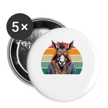 Coolest Donkey - Buttons small 1''/25 mm (5-pack) - white - Front