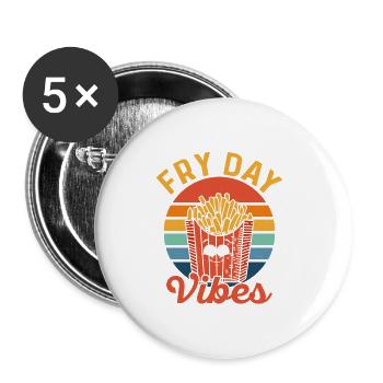 Celebrate Fry Day: Good Mood, Great Fries - Buttons klein 25 mm (5er Pack) - Weiß - Vorne