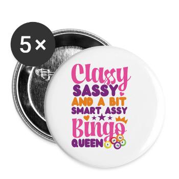 Joueur de bingo Classy Sassy Et A - Lot de 5 petits badges (25 mm) - blanc - Devant