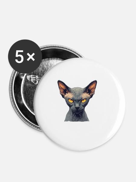 Sphynx Kätzchen Sphynx Katze - Buttons klein 25 mm (5er Pack) - Weiß