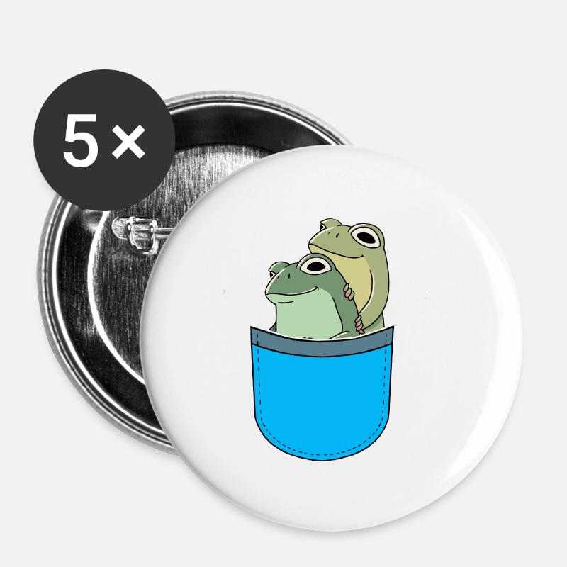 Pockets: Frogs, Frog, Amphibian, Toads - Buttons small 1''/25 mm (5-pack) - white