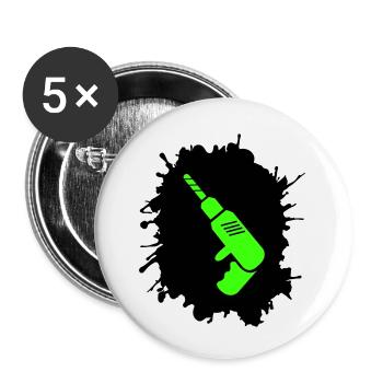 bohrmaschine klecks handwerker - Buttons klein 25 mm (5er Pack) - Weiß - Vorne