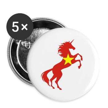 Einhorn Vietnam Flagge T-Shirt Magisches Einhorn Wortspiel - Buttons klein 25 mm (5er Pack) - Weiß - Vorne