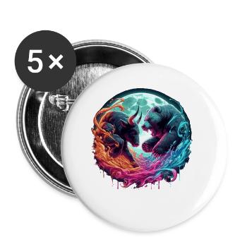 Bull vs Bear Stock Market Stocks - Buttons small 1''/25 mm (5-pack) - white - Front
