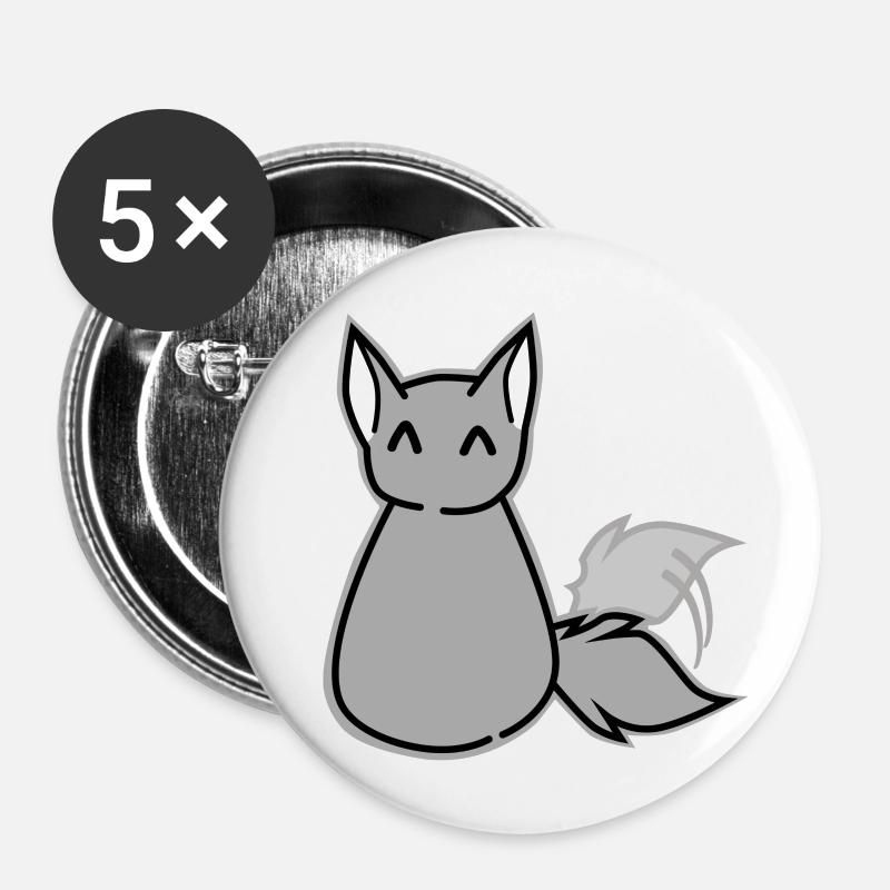 Happy Wolf - Buttons small 1''/25 mm (5-pack) - white