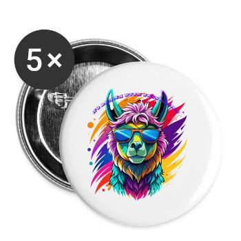 NO DRAMA WITH THIS LLAMA - Lot de 5 petits badges (25 mm) - blanc - Devant