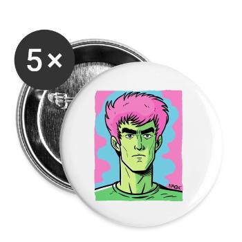 Helle Farben: Lee der Karate Bruce - Buttons klein 25 mm (5er Pack) - Weiß - Vorne
