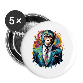 Affe im Anzug - Buttons klein 25 mm (5er Pack) - Weiß - Vorne