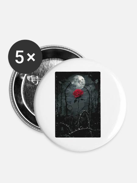 Die purpurrote Rose Tarot - Buttons klein 25 mm (5er Pack) - Weiß