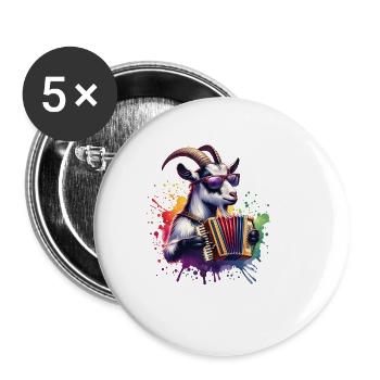Goat Playing Accordion Music Design - Buttons small 1''/25 mm (5-pack) - white - Front