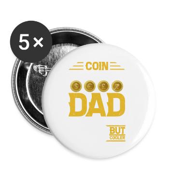 Papa collectionneur de pièces de monnaie : améliorer la paternité - Lot de 5 petits badges (25 mm) - blanc - Devant